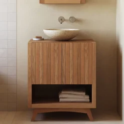 Badkamermeubel Kuveni Met 2 deuren, Teakhout (excl. waskom)