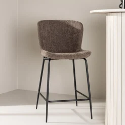 Barkruk Artesha Bouclé, kleur Bruin (zithoogte 65cm)