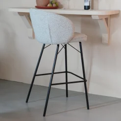 Barkruk Jacquelyne Bouclé, kleur Beige (zithoogte 75cm)