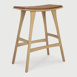 Barkruk Osso Hout en Leder (zithoogte 67cm)