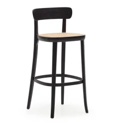 Barkruk Romane Beukenhout en rotan (zithoogte 75cm)