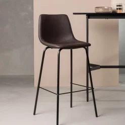 Barkruk Sherrika Lederlook, kleur Bruin (zithoogte 75cm)