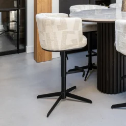 Barstoel Cheyenne Graffic stof, kleur Beige (zithoogte 67cm)
