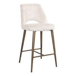 Barstoel Delphine Chenille, kleur Crème (zithoogte 66,5cm)