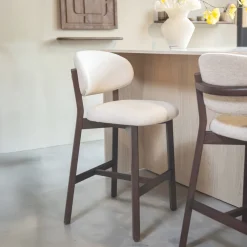 Barstoel Mikky Eikenhout en stof (zithoogte 69cm)