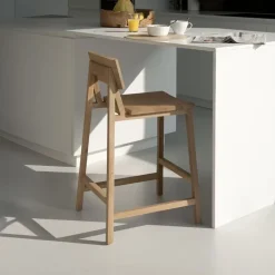 Barstoel N3 Geolied Eikenhout, kleur Naturel (zithoogte 65cm)