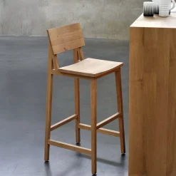 Barstoel N4 Gevernist Eikenhout, kleur Naturel (zithoogte 81cm)