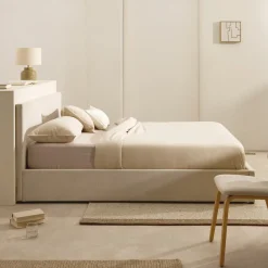 Bed Nahiri Chenille, kleur Beige