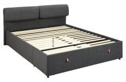 Bed Tawsha Met lade en verstelbare hoofdsteun, 160 x 200cm, kleur Donkergrijs