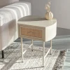 Bijzettafel / Nachtkastje Meja Rattan / Webbing, Met 1 lade, kleur beige