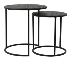 Bijzettafel Doba Set van 2 stuks, hout antiek-mat zwart