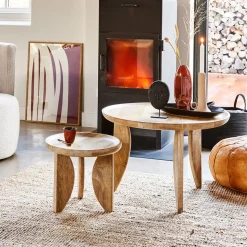 Bijzettafel High Heels Mangohout, Set van 2 stuks