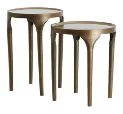Bijzettafel Lapaz Set van 2 stuks, kleur Antiek Brons/Taupe