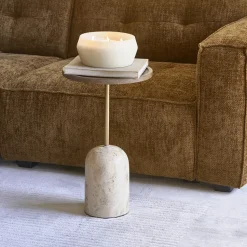 Bijzettafel Malibu Travertin en mangohout, 35cm