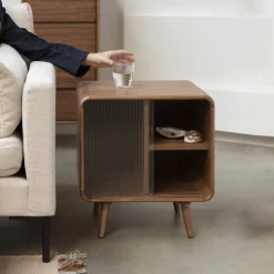 Bijzettafel/Nachtkastje Rise Essen en rubberhout, 50 x 40cm