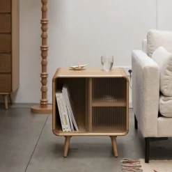 Bijzettafel/Nachtkastje Rise Essen en rubberhout, 50 x 40cm