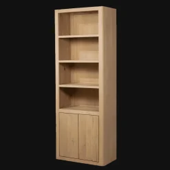 Boekenkast Tenna Mangohout, 220 x 80cm, kleur Naturel