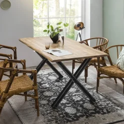 Boomstam Eettafel Kyiesha Mangohout, 160 x 85cm, kleur Naturel