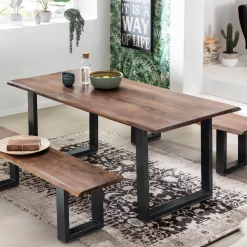 Boomstam Eettafel Tinata Acaciahout, kleur Walnoot