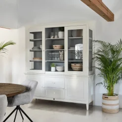 Buffetkast Bedford Cabinet XL, Mangohout, 220 x 198cm, kleur Wit