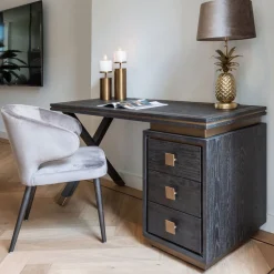 Bureau Hunter Eiken, kleur Zwart, 150cm