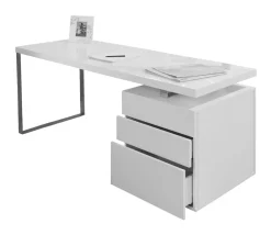 Bureau Pamela Met 3 laden, kleur Hoogglans Wit