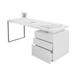 Bureau Pamela Met 3 laden, kleur Hoogglans Wit