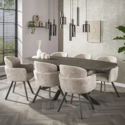 Deens Ovale Eettafel Shakira Liquid Metal, 215 x 105cm