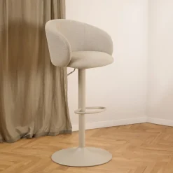 Draaibare Barkruk Cristi Structuurstof, kleur Beige (zithoogte 65-86cm)