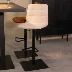 Draaibare Barkruk Juul Bouclé, kleur Naturel (zithoogte 55-81cm)