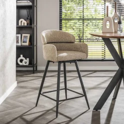 Draaibare Barstoel Shalandra Bouclé, kleur Zand (zithoogte 68cm)