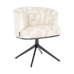 Draaibare Eetkamerstoel Cheyenne Graffic stof, kleur Beige