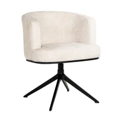 Draaibare Eetkamerstoel Cheyenne Chenille, kleur Off White