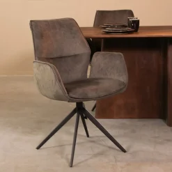 Draaibare Eetkamerstoel Mellow Cosmo stof, kleur Antraciet