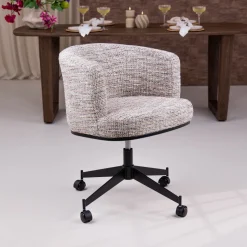 Draaibare Eetkamerstoel Rochenne Op wielen, kleur Naturel