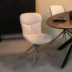 Draaibare Eetkamerstoel Thorben Canyon stof, kleur Naturel/Taupe