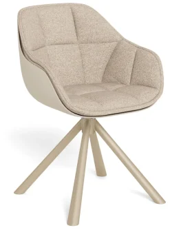 Draaibare Eetkamerstoel Tywan Bouclé, kleur Beige