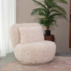 Draaifauteuil Doodle Fluffy stof, kleur Crème