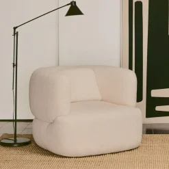 Draaifauteuil Martina Bouclé, kleur Wit