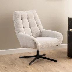 Draaifauteuil Nela Bouclé, kleur Beige