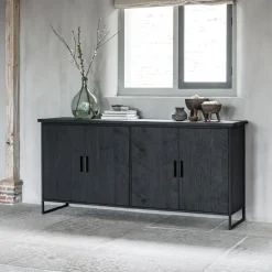 Dressoir Beam Teakhout, 190cm, kleur Zwart
