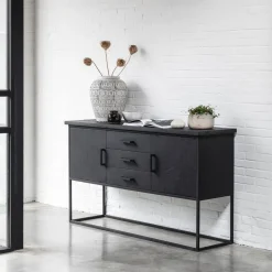 Dressoir Beam Teakhout, 158cm, kleur Zwart