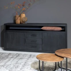 Dressoir Jaxx Mangohout, 180cm, kleur Zwart