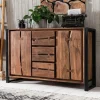 Dressoir Live Edge Acaciahout en metaal, 140cm