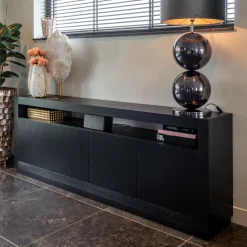 Dressoir Oakura Eikenhout 240cm, kleur zwart