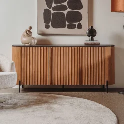 Dressoir Palazzo Teakhout en mineraal stucwerk