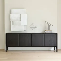 Dressoir PI Gevernist Teakhout, kleur Donkerbruin