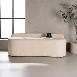 Eetkamerbank Randle Bouclé, kleur Wit