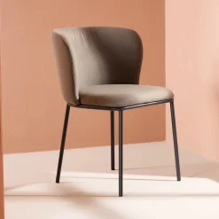 Eetkamerstoel Almetra Linnenlook, kleur Bruin