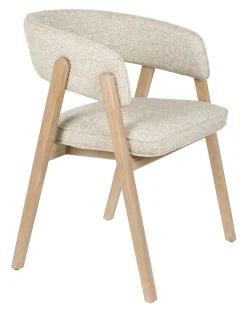 Eetkamerstoel Bright Met armleuning, Eikenhout en stof